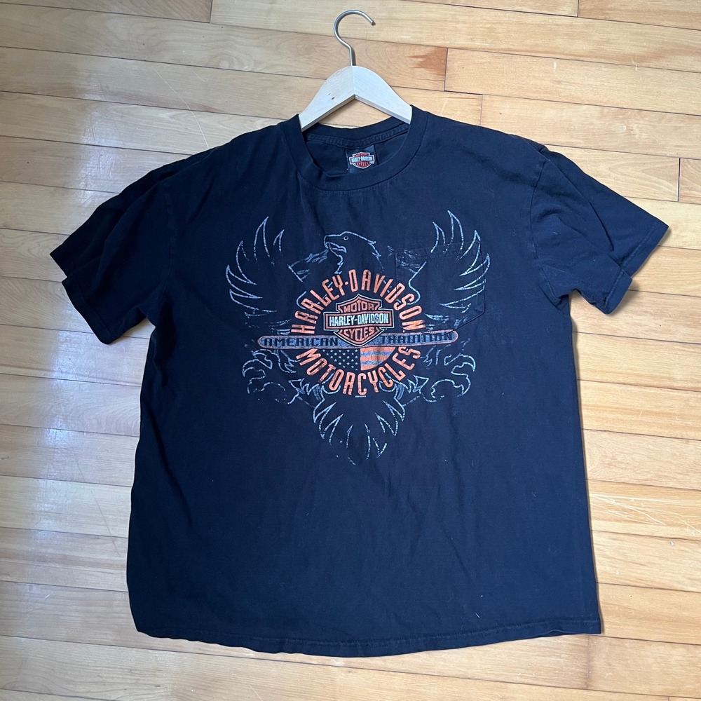Harley-Davidson New Orleans Mardi Gras Voodoo Eagle Pocket T-Shirt Mens Black XL